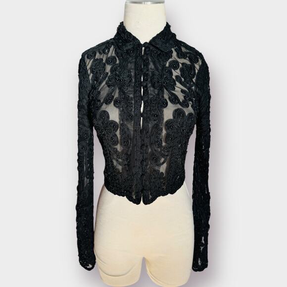 Y2K Cache Brocade lace‎ crop jacket - Picture 1 of 7